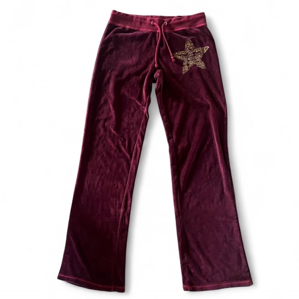 Olivers Burgundy Velvet flare pants with Gold Star